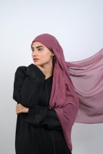 Elegant Dusty Rose Hijab With Pearl Embellishments